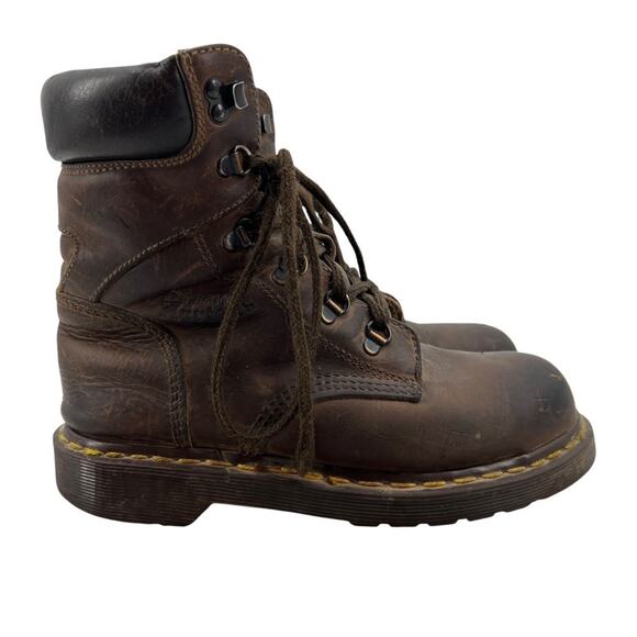 Vintage Dr Martens Mens 5 Boots Brown Leather Steel Toe High Top Made England - Picture 1 of 14